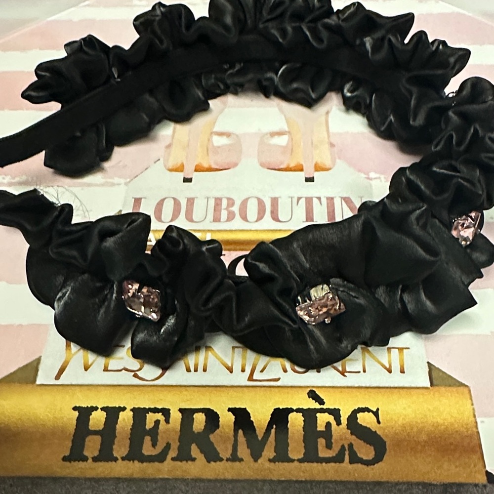Elegant Black Satin Hairband with Crystal Embellishments